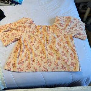 LOFT Yellow Floral Blouse XL